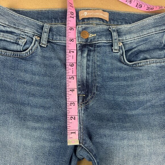 7 for All Mankind Roxanne Ankle Raw Hem Jeans Womens 29 Blue Five Pocket 7FAM - Picture 8 of 13